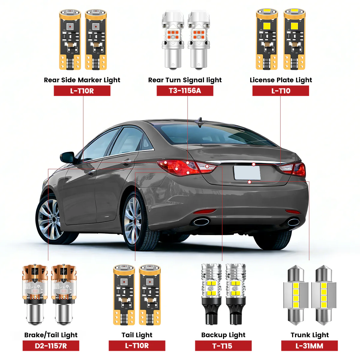 Fit for 2011-2014 Hyundai Sonata The Brightest LED Bulbs Upgrade - Image 2