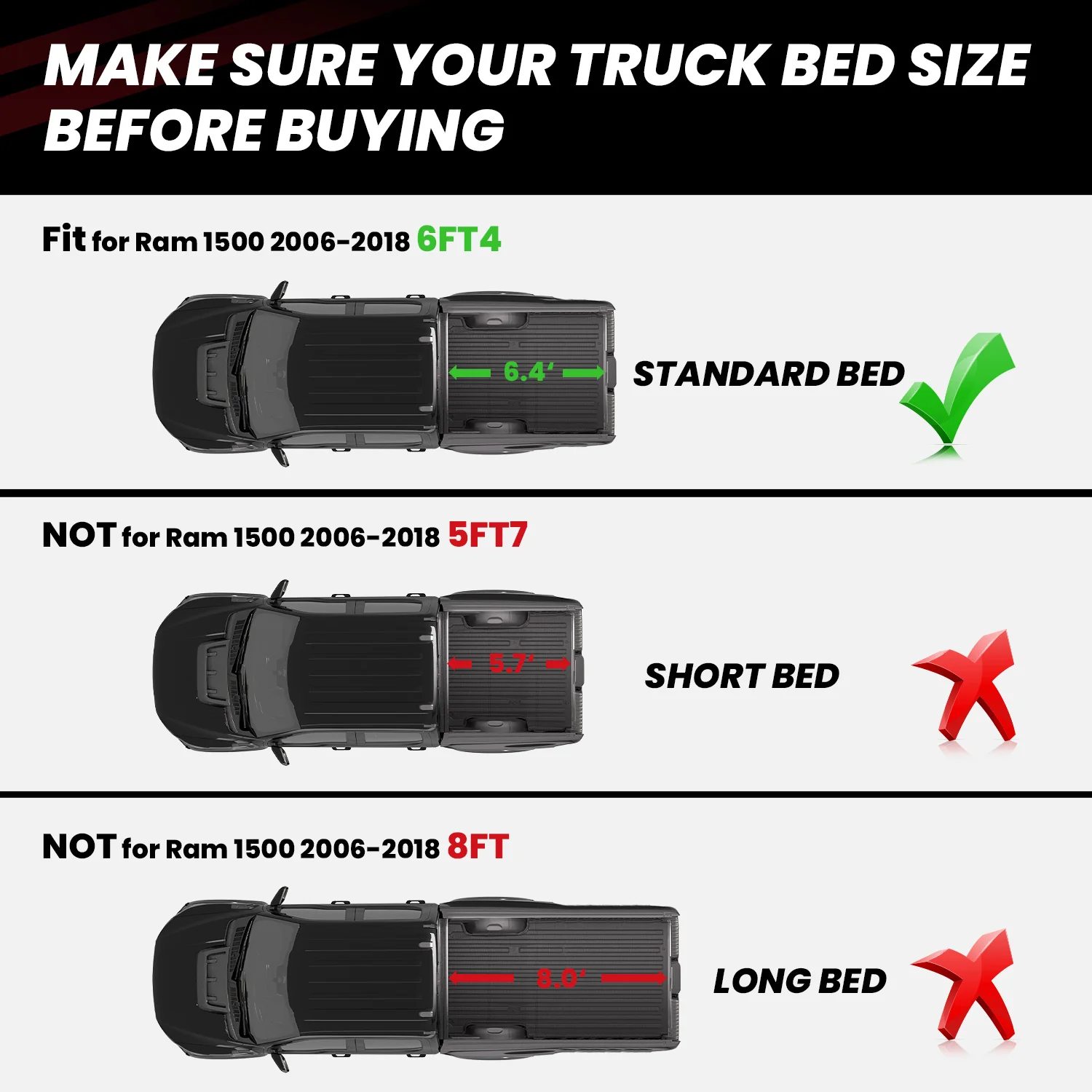 Fit for 2006-2018 Ram 1500 Heavy Duty Bed Mat or Tailgate Mat - Image 2