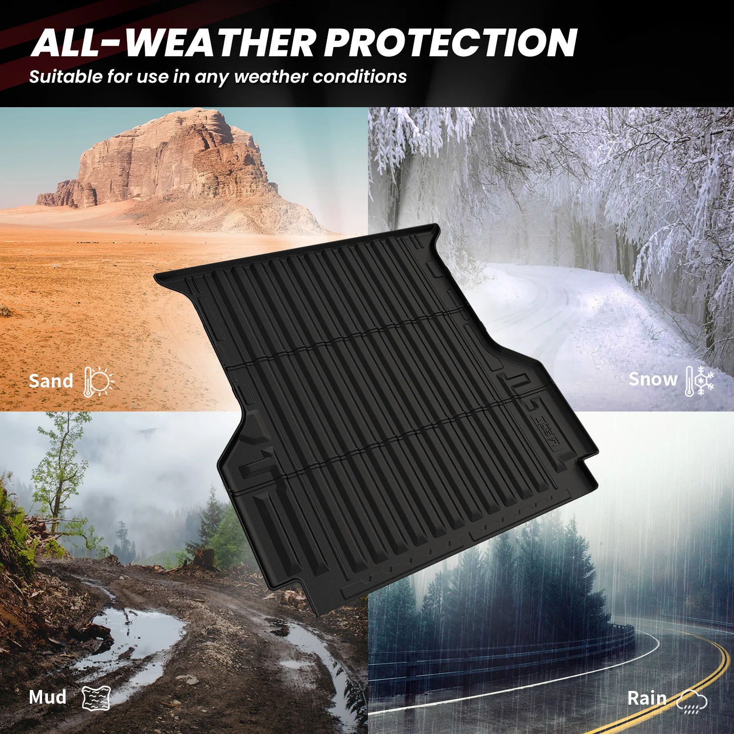 Fit for 2024-2026 Ford Ranger 5FT(59.6") Heavy Duty Truck Bed Mat or Tailgate Mat, Not Fit Drop-in liners - Image 5