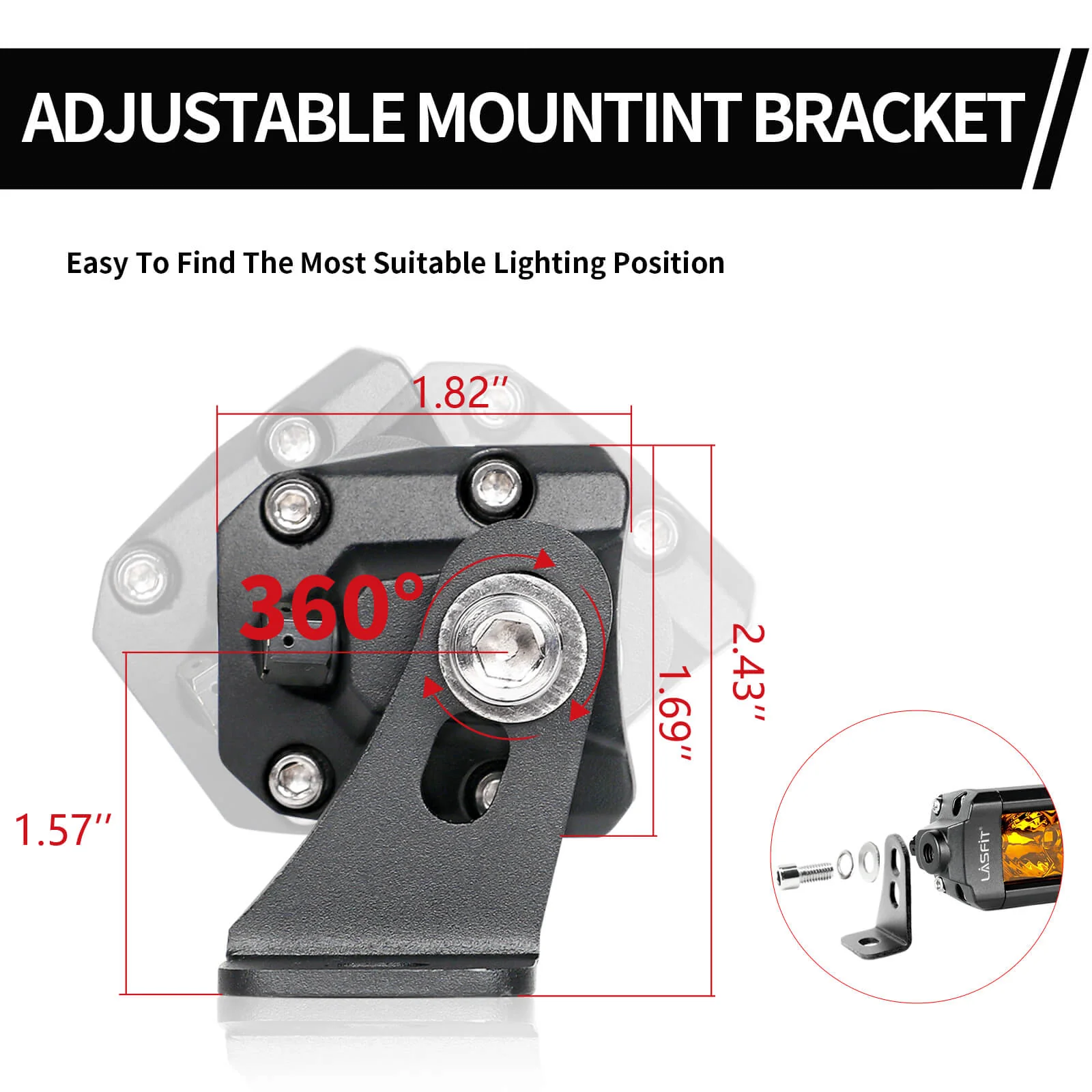 Lasfit 42" Off-Road LED Amber Light Bar With Slim Single Row Combo Flood Spot Design | Roof Rack Windshield Mount - Image 22